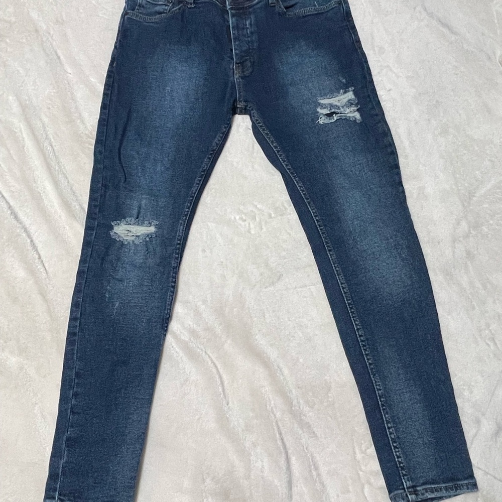 DSQUARED2 Men's Dark Blue Skinny Distressed Jeans